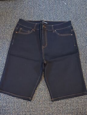 d. jeans Navy Bermuda Shorts with Contrast Tan Stitching
